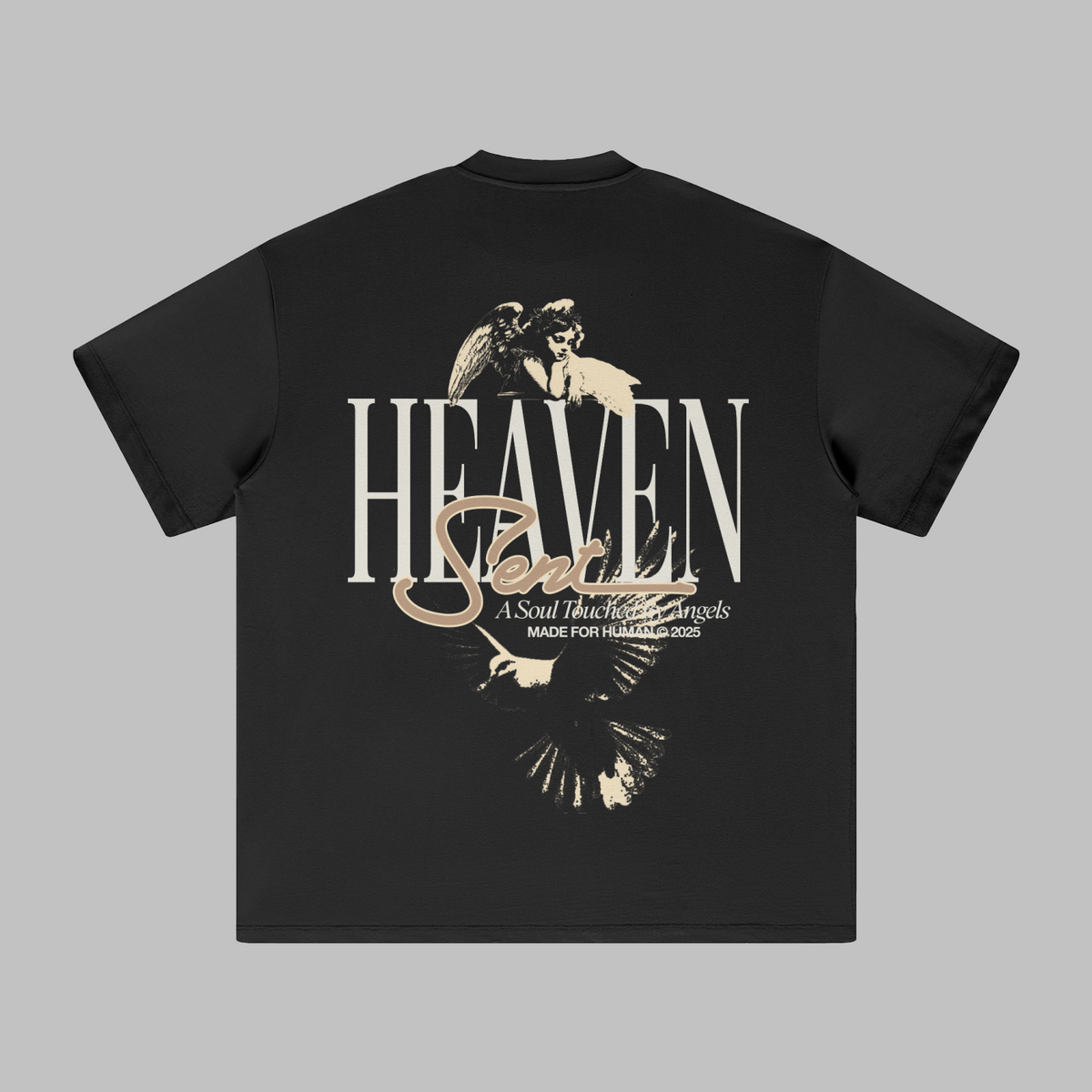 "Heaven Sent" Oversized Tee - Black